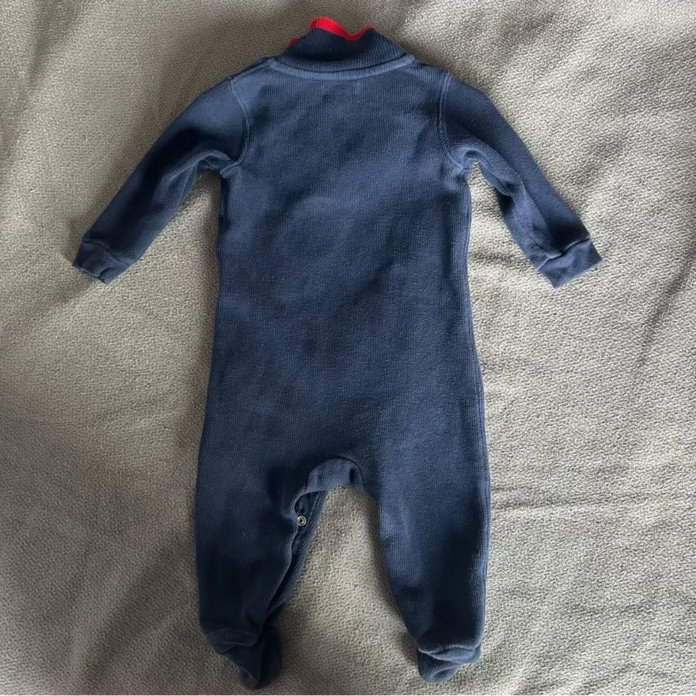 Ralph Lauren Knit One Piece Footie Navy Blue Size 6 Months